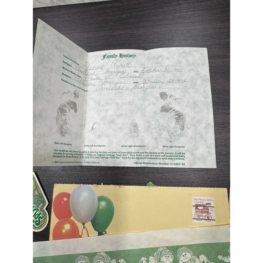 Vintage Cabbage Patch Kids Paperwork Adoption Papers Preemie Twins Birth